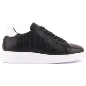 Resim Sail Lakers - Siyah Deri Croco Bağcıklı Erkek Sneaker 