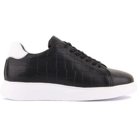 Resim Sail Lakers - Siyah Deri Croco Bağcıklı Erkek Sneaker 