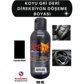 Resim Derby Koyu Gri Deri Oto Koltuk Direksiyon Döşeme Boyası 
