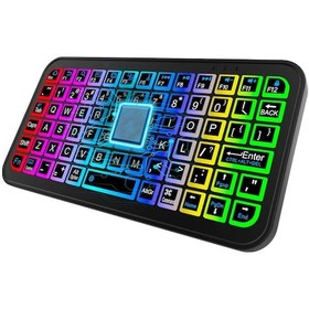 Resim Tek Siyah Kablosuz Mini Rgb Işıklı Klavye Bluetooth 5.2 İnce Tasarım Najmaddin 