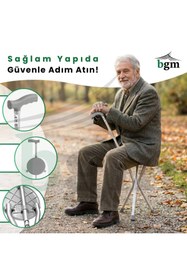 Resim bgm Oturaklı Baston Yüksek Kalite Bastonlu Oturaklı Tabure 