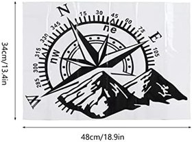 Resim Aramox Pusula dağ çıkartması, evrensel araba pusulası desenli çıkartma 48 x 34 cm dağ çıkartması, arka cam kaput kapı kaporta için dekorasyon 