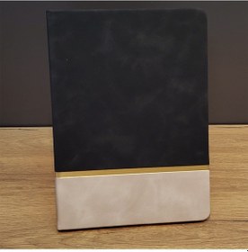 Resim Siyah Çizgili Deri Defter Acı Kahve 