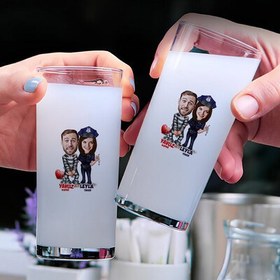 Resim Mahkum ve Polis Karikatürlü İkili Rakı Bardağı Seti 