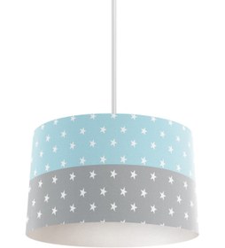 Resim dekomingo Gri Mavi Yıldız Şerit DESENLİ ÇOCUK VE BEBEK ODASI AVİZE 