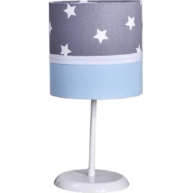 Resim Onay Avize Gri Yıldızlı Mavi 2.li Set M-620 Kumaş Kaplama Genç ve Çocuk Odası Avize ve Abajur Takımı 