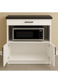 Resim Nexa Çok Amaçlı Dolap - Mikrodalga - Erzak - Mutfak - Kiler Dolabı - 80 Cm Beyaz - Antrasit 