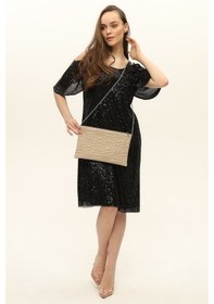 Resim Morpelikan Bej Zigzag Clutch Kadın Portöy Çanta Bej 