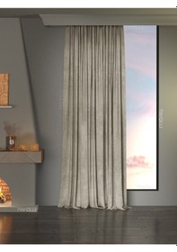 Resim Kadife Dokulu Keten Rengi Ada Fon Perde Ekstrafor Büzgülü Dream Series Keten 