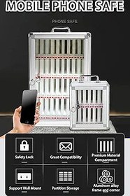 Resim Duvara Monte Cep Telefonu Soyunma Kutusu Güvenlik Kilidi ile 60 Pozisyon Saklama Dolabı Restoranlarda Cep Telefonları için Güvenli Cep Telefonu Saklama Kutusu 60 Yuvalı 