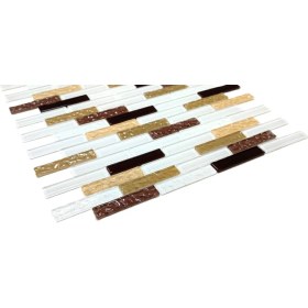 Resim MozaiKristaL Mutfak Tezgah Arası ve İç Dekorasyon İçin Kristal Cam Mozaik. Cam Ölçüleri: 15X73X4 Mm. File Ölçüsü: 30X30 Cm. ( 1 Koli = 11 File Karo = 1 m2 fiyatıdır ) 