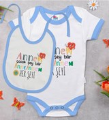 Resim Bk Kids Annem Çok Şey Bilir Tasarımlı Mavi Bebek Body Zıbın Ve Ma Çok Renkli 
