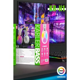 Resim Lowell Home Ieg Karler Bass Krh1 Rgb Kafaüstü Kablosuz Kulaklık - Siyah LWLRSHM-76W5 