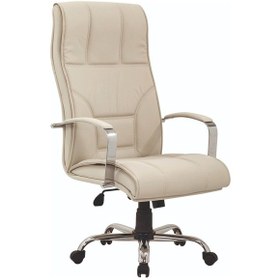 Resim My27 Yönetici Makam - Ofis Müdür - Büro - Çalışma Koltuğu Krem Renk Krom Ayaklı Krem 