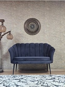 Resim İkili İstiridye Siyah Boyalı Sivriltme Ayak Çay Seti Koltuk İkili Çok Renkli 