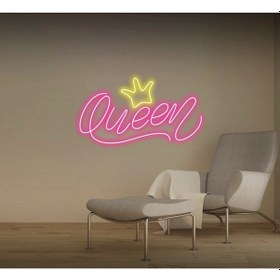 Resim Twins Led Queen Yazılı Taç Figürlü Neon Tabela Pembe Model:model:29373366 Pembe 