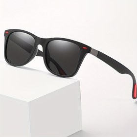 Resim Erkek ve Kadınlar için Şık Siyah Gözlükler - Kırmızı Detaylarla Birlikte - Dayanıklı PC Çerçeve, Dış Mekan Aktiviteleri için Polarize Kameralar, Günlük Moda Gözlükleri | Modern Moda Aksesuarı | Dayanıklı Gözlükler 