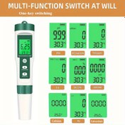 Resim Gelişmiş 9’u-1 Arada Su Kalitesi Test Kalemi - Ev Tipi LCD Aydınlatmalı pH, ORP, EC, TDS, Celsius/Fahrenheit, H2O ve Tuzluluk Ölçümü için Hassas Test Cihazı, Taşınabilir Pille Çalışan (Piller Dahil Değildir), Ergonomik Tasarım, Yüksek Hassasiyetli Ölçümler 