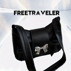 Resim Erkek ve Kadınlar için Nötr Kare Çanta, Omuz Çantası, Niş Koltukaltı Fiyonklu Çapraz Vücut Çantası, Tatlı Havalı Kız Moda El Çantası Katlanabilir Çanta [Fermuar Yönü Rastgele] 