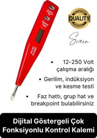 Resim Svein Premium Dijital Ekranlı Kontrol Kalemi Temaslı Temassız Voltaj Test Aleti Elektrik Akım Cihazı 