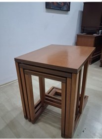 Resim Zigon Sehpa 90588 Ilgz C Dörtlü Lake Ceviz Kayın Tekerlekli Ayak Kutuda Sevk El Yapım Kahverengi 