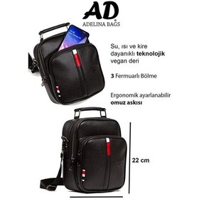 Resim Siyah Deri El Ve Omuz Çanta Erkek 