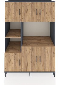 Resim Kronos Dolap 9 Raflı 6 Kapaklı 132x59x195 Antrasit-çam/çam Atlas Çam/atlas Çam 