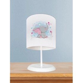 Resim Mekta Home Bebek ve Çocuk Odası Kalpli ve Küçük Fil Desenli Abajur 