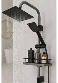 Resim Robot Duş Takımı Siyah Ve Antrasit Gri Renk Lüks Banyo Duş Seti Antrasit 