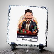 Resim Karikatürlü Erkek Poker Oyuncusu Dekoratif Taş 