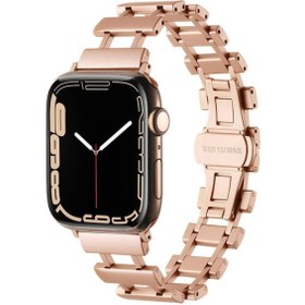 Resim Apple Watch 42mm Uyumlu Zore KRD-96 Metal Kordon Rose Gold 