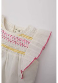 Resim Defacto Kız Bebek Bisiklet Yaka Vual Kısa Kollu Gömlek C5188A524SMER105 Ekru 