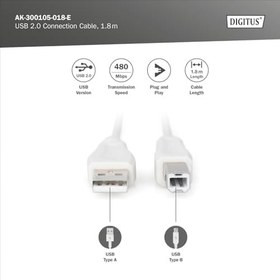 Resim Digitus Assmann AK-300105-018-E Usb 2.0 Bağlantı Kablosu, Tip A - B M/M, 1.8M, Usb 2.0 Uyumlu, Be 