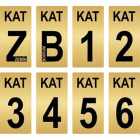 Resim Apartman Bina Kat Numarası Levhası 9X18 cm Altın Renk 