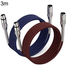 Resim 2 Adet Lhd010 Caron Erkek Dişi Xlr Çift Kart Mikrofon Kablosu Ses Kablosu 3m Kırmızı + Mavi 