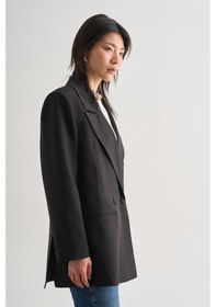 Resim Mizalle Oversize Çift Yırtmaçlı Siyah Blazer Ceket Siyah 