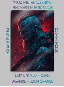 Resim Ragnar Lodbrok, Vikings Dizi Film Posterleri - Parlak Metal Baskı Tablo 
