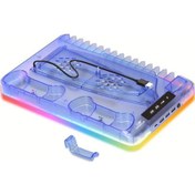 Resim Honeybeeshop Mor Ps5 Soğutmalı Şarj Ünitesi Renkli Işık Efektli Stand 