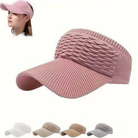 Resim 1 adet Kadın Hafif Gri Güneş Şapkası - Nefes Alabilen Ağ, Esnek Polyester, Dokulu Tasarım ile Kavisli Kenarlar, Koşu ve Açık Hava Aktiviteleri için Uygun, Elde Yıkanabilir 