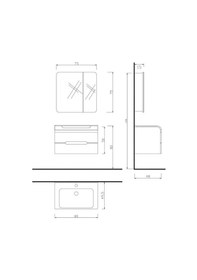 Resim Denko Tuana 80 Cm Mdf Beyaz Banyo Dolabı Takımı Beyaz 