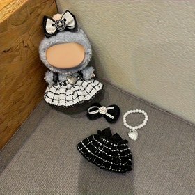 Resim Doll Giyim Seti, Serbest Giyilebilir Doll Giysileri, Kolye, Yay, Askılı Elbise Seti, Doll'i Çıkarır, 6.7 İnç Doll Kostümü İçin Uygun 