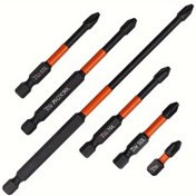 Resim 6 adet Endüstriyel PH2 Manyetik Tornavida Ucu Seti, S2 Alaşımlı Çelik Kaymaz Manuel Elektrikli Tornavida Uçları, 1/4" Hex Shank, Güçlü Manyetizma, Uzunluk 25-150mm 