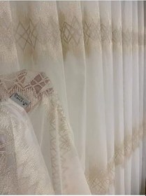 Resim Titanum Nakışlı 1/3 Sık Pile Tül Perde,Krem 100 X 260 