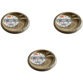 Resim Kullan At Altın Renkli Parti Davet Plastik Tabak - 22 Cm. - 25 Adetlik 3 Paket 