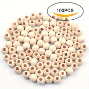 Resim 100 adet 12mm Doğal Ahşap Boncuklar Büyük Delikli - Takı Yapımı için Pürüzsüz Yuvarlak El Sanatları Boncukları, DIY El İşleri, Ev Dekorasyonu - Düzgün Boyut & Kolay İplikleme için Önceden Delinmiş Delikler, Boncuk Tasarımı Basit, Eşit Boncuk Kalitesi 