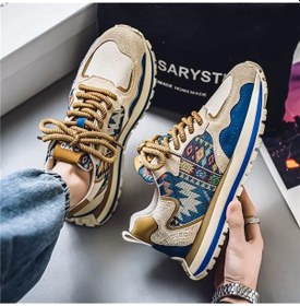 Resim İlkbahar Ve Sonbahar Moda Erkek Ayakkabıları Trend Yüksek Kaliteli Forrest Gump Ayakkabısı Günlük Koşu Spor Ayakkabıları Nefes Alabilen Baba Ayakkabıları Bej 