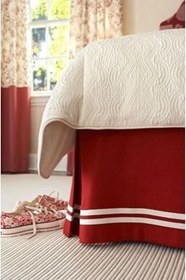 Resim Kırmızı Beyaz Yırtmaçlı Baza Eteği Kırmızı Çift Kişilik 180 X 200 