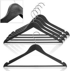 Resim Deconox Ahşap Görünümlü Plastik Elbise Askısı (5 Adet) - Kaymaz Omuzlu, Şık ve Dayanıklı Giysi Askıları - Askılık, Dolap ve Gardırop İçin (BEYAZ) 