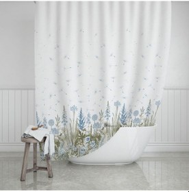 Resim Kır Desenli Banyo Perdesi Çift Kanat 120x200 CM Duş Perdesi Çok Renkli 