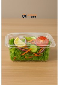 Resim 1000 Gr Sızdırmaz Saklama Kap Tek Kullan At Ambalaj Tatlı Kuruyemiş Plastik Kapaklı Kase - 50 Adet 